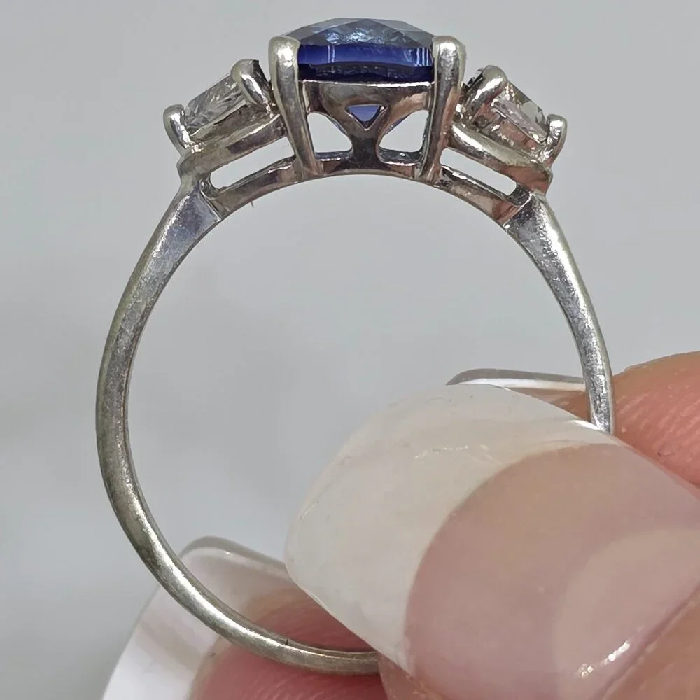 EMA Sterling Silver blue solitaire